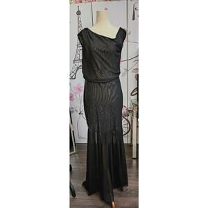 #79 MSRP $85 NWT YOUTALIA STARRY MESH COWL NECK MERMAID GOWN ♡ SIZE LARGE ♡